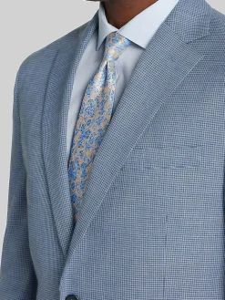 Sport Coats|Sport Coats-Pronto Uomo Modern Fit Mini Houndstooth Sport Coat Blue Mini Houndstooth