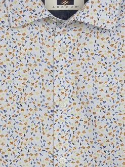 Button Up Shirts|Long Sleeve Button Up Shirts-Joseph Abboud Modern Fit Mini Leaf Button Up Shirt White