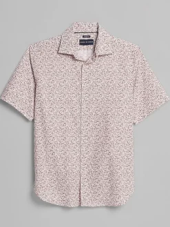 Button Up Shirts-Joseph Abboud Modern Fit Mini Leaf Camp Shirt Sequoia