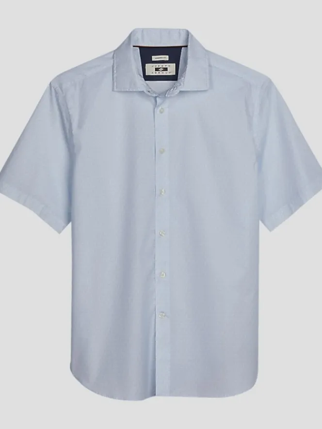 Button Up Shirts-Joseph Abboud Modern Fit Mosaic Dot Button Up Shirt Light Blue