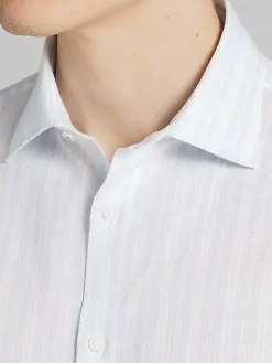 Button Up Shirts|Casual Shirts-Joseph Abboud Modern Fit Multistripe Button Up Shirt Light Blue