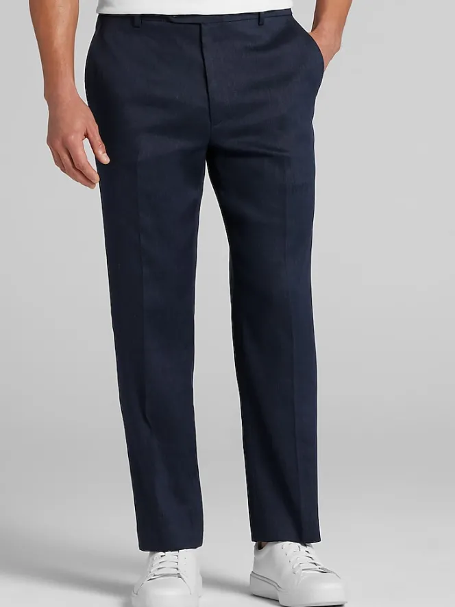 Big & Tall Pants|Big & Tall Suits-Joseph Abboud Modern Fit Performance Linen Pants Chocolate Brown