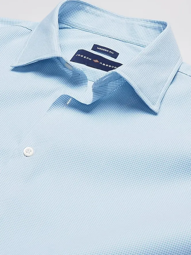 Patterned Dress Shirts|Designer Dress Shirts-Joseph Abboud Modern Fit Performance Mini Grid Dress Shirt Teal