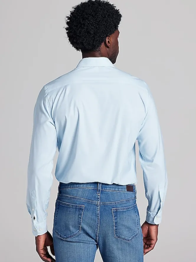 Patterned Dress Shirts|Designer Dress Shirts-Joseph Abboud Modern Fit Performance Mini Grid Dress Shirt Teal