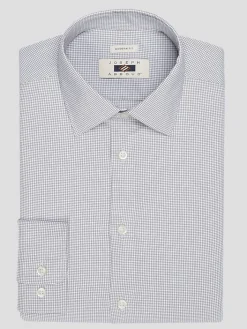 Patterned Dress Shirts|Designer Dress Shirts-Joseph Abboud Modern Fit Performance Micro Grid Dress Shirt Grey