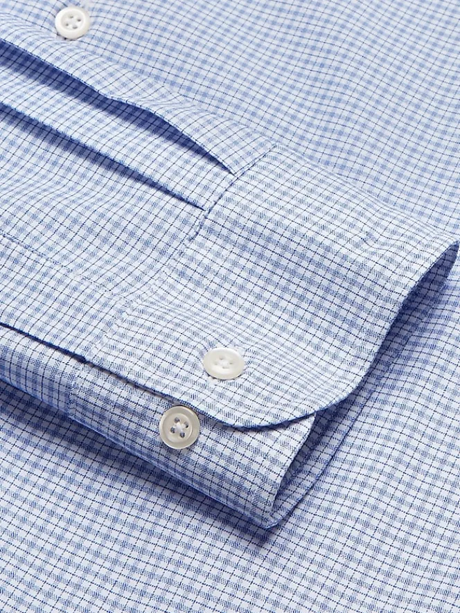 Patterned Dress Shirts|Designer Dress Shirts-Joseph Abboud Modern Fit Performance Small Plaid Dress Shirt Blue