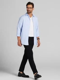 Patterned Dress Shirts|Designer Dress Shirts-Joseph Abboud Modern Fit Performance Small Plaid Dress Shirt Blue