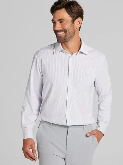 Dress Shirts|Patterned Dress Shirts-Joseph Abboud Modern Fit Performance Stripe Dress Shirt Purple
