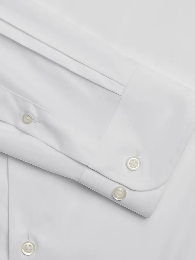 Solid Dress Shirts|Designer Dress Shirts-Joseph Abboud Modern Fit Performance 4-Way Stretch Dress Shirt White Solid