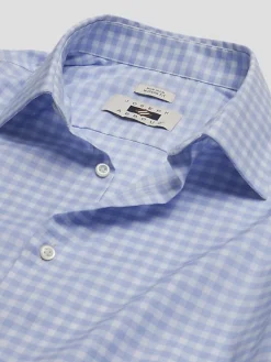 Patterned Dress Shirts|Designer Dress Shirts-Joseph Abboud Modern Fit Performance 4-Way Stretch Gingham Dress Shirt Gray Fancy