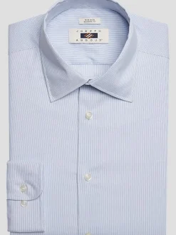 Patterned Dress Shirts|Designer Dress Shirts-Joseph Abboud Modern Fit Performance 4-Way Stretch Dress Shirt Blue Stripe