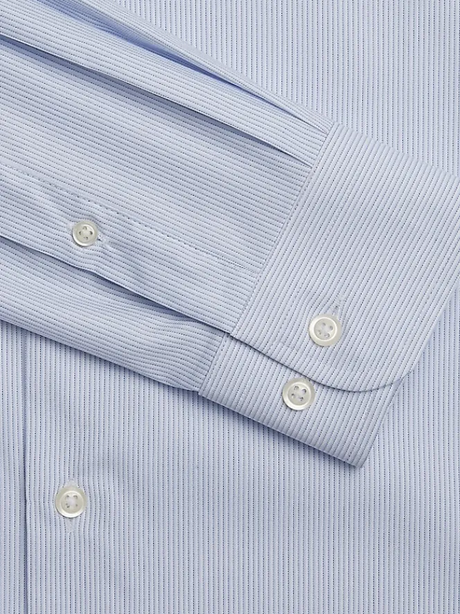 Patterned Dress Shirts|Designer Dress Shirts-Joseph Abboud Modern Fit Performance 4-Way Stretch Dress Shirt Blue Stripe