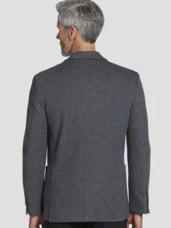 Outerwear-Joseph Abboud Modern Fit Pique Knit Blazer Charcoal