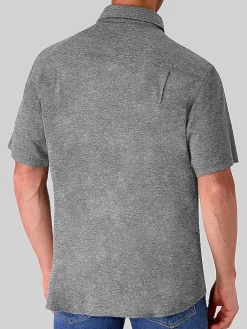 Button Up Shirts-Report Collection Modern Fit Pique Knit Button Up Shirt Black