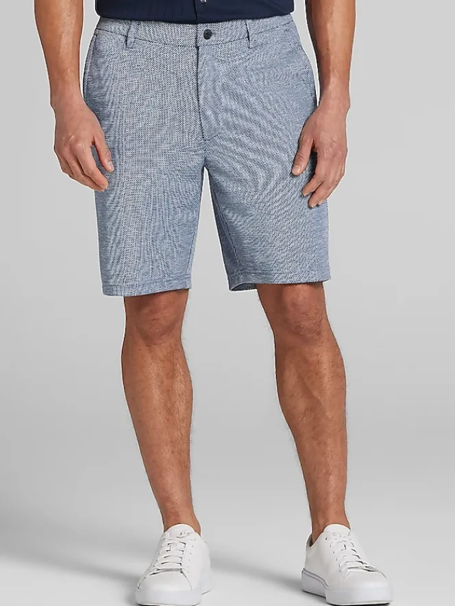 Button Up Shirts|Casual Shirts-Joseph Abboud Modern Fit Pique Knit Shorts Navy
