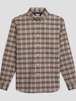Button Up Shirts|Long Sleeve Button Up Shirts-Joseph Abboud Modern Fit Plaid Button Up Shirt Navy/Gold