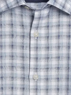 Button Up Shirts|Long Sleeve Button Up Shirts-Joseph Abboud Modern Fit Plaid Button Up Shirt Blue