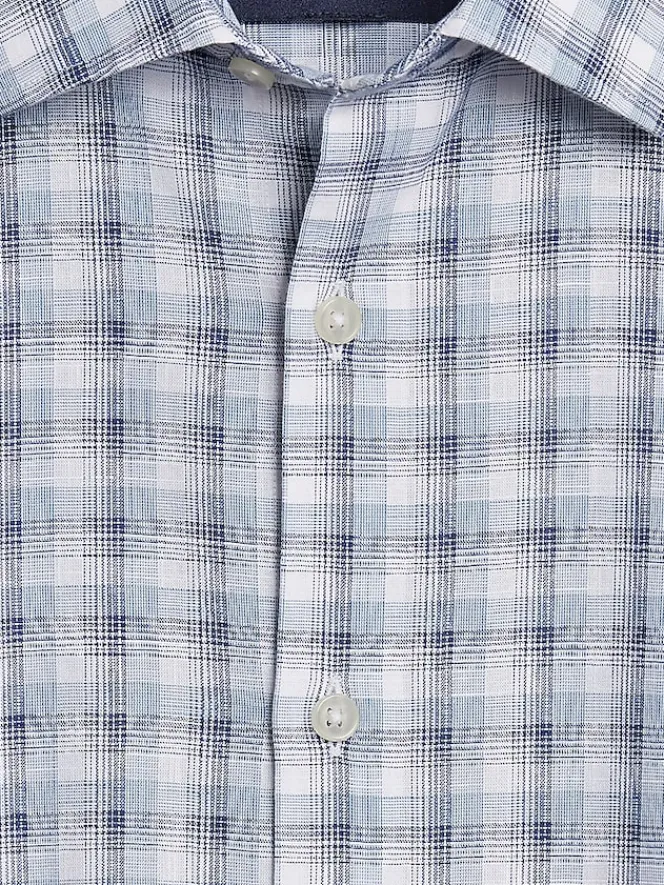 Button Up Shirts|Long Sleeve Button Up Shirts-Joseph Abboud Modern Fit Plaid Button Up Shirt Blue