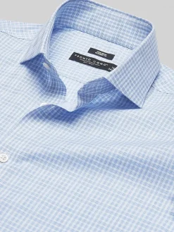 Patterned Dress Shirts|Dress Shirts-Pronto Uomo Modern Fit Plaid Dress Shirt Lt Blue