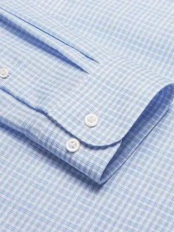 Patterned Dress Shirts|Dress Shirts-Pronto Uomo Modern Fit Plaid Dress Shirt Lt Blue