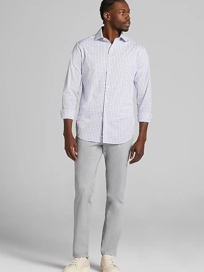 Big & Tall Dress Shirts|Patterned Dress Shirts-Wilke-Rodriguez Modern Fit Plaid Dress Shirt Purple