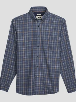 Button Up Shirts|Long Sleeve Button Up Shirts-Joseph Abboud Modern Fit Plaid Flannel Button Up Shirt Heather Blue