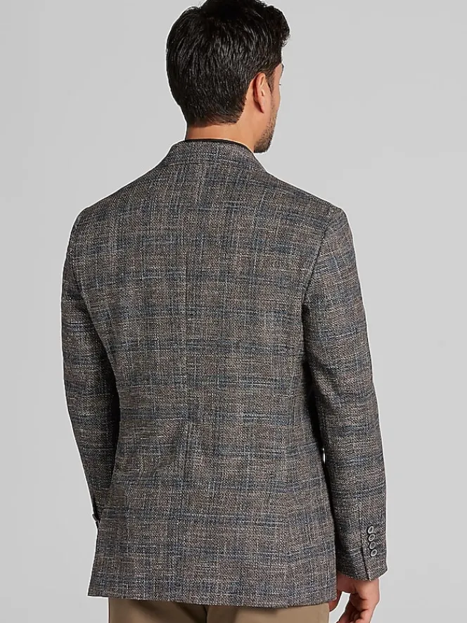 Sport Coats|Sport Coats-Joseph Abboud Modern Fit Plaid Sport Coat Brown Plaid