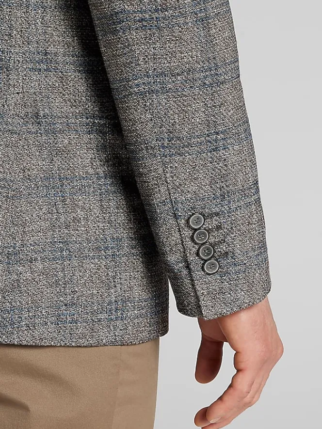 Sport Coats|Sport Coats-Joseph Abboud Modern Fit Plaid Sport Coat Brown Plaid