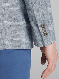 Sport Coats|Sport Coats-Joseph Abboud Modern Fit Plaid Sport Coat Light Blue Plaid