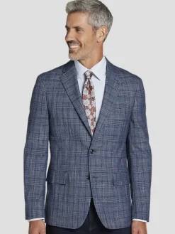 Sport Coats|Sport Coats-Tommy Hilfiger Modern Fit Plaid Sport Coat Blue Plaid