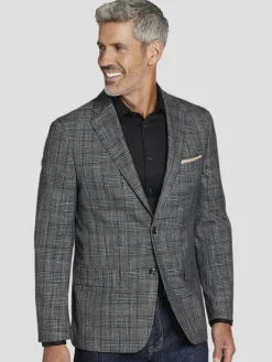 Sport Coats|Sport Coats-Tommy Hilfiger Modern Fit Plaid Sport Coat Gray Plaid