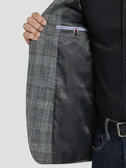 Sport Coats|Sport Coats-Tommy Hilfiger Modern Fit Plaid Sport Coat Gray Plaid