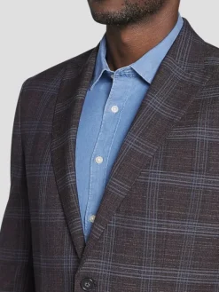 Sport Coats|Sport Coats-Joseph Abboud Modern Fit Plaid Sport Coat Brick Plaid