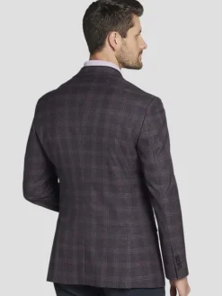 Sport Coats|Sport Coats-Awearness Kenneth Cole Modern Fit Plaid Sport Coat Grey/Plum Plaid