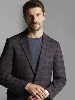 Sport Coats|Sport Coats-Awearness Kenneth Cole Modern Fit Plaid Sport Coat Grey/Plum Plaid