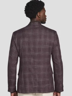 Sport Coats|Sport Coats-Awearness Kenneth Cole Modern Fit Plaid Sport Coat Wine Plaid