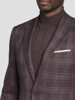 Sport Coats|Sport Coats-Awearness Kenneth Cole Modern Fit Plaid Sport Coat Wine Plaid