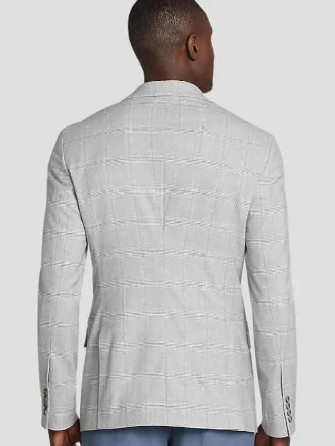 Sport Coats|Sport Coats-Pronto Uomo Modern Fit Plaid Sport Coat Lt Gray Plaid
