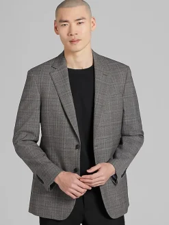 Sport Coats|Sport Coats-Awearness Kenneth Cole Modern Fit Plaid Sport Coat Taupe Plaid