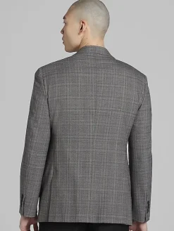 Sport Coats|Sport Coats-Awearness Kenneth Cole Modern Fit Plaid Sport Coat Taupe Plaid