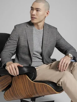 Sport Coats|Sport Coats-Awearness Kenneth Cole Modern Fit Plaid Sport Coat Taupe Plaid