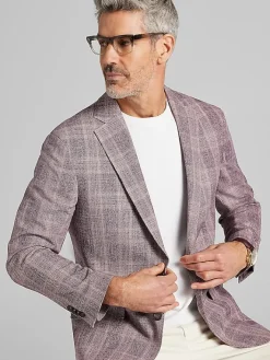 Sport Coats|Sport Coats-Awearness Kenneth Cole Modern Fit Plaid Sport Coat Rose Plaid