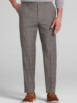 2-piece Suits|Big & Tall Suits-Wilke-Rodriguez Modern Fit Plaid Suit Light Brown Plaid