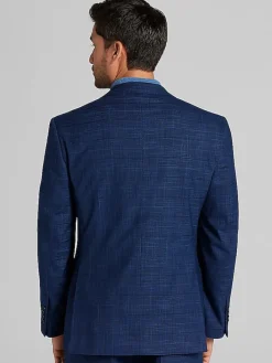 2-piece Suits|Big & Tall Suits-Wilke-Rodriguez Modern Fit Plaid Suit Navy Plaid