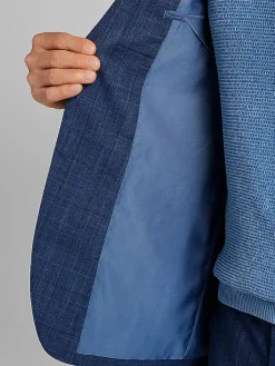 2-piece Suits|Big & Tall Suits-Wilke-Rodriguez Modern Fit Plaid Suit Navy Plaid