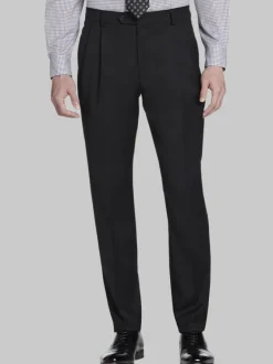 Dress Pants|3-piece Suits-Awearness Kenneth Cole Modern Fit Pleated Suit Pants Black Solid