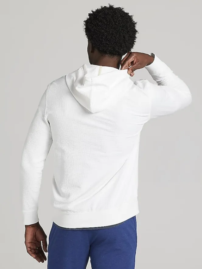 Sweaters|Pullovers & Layers-Joseph Abboud Modern Fit Seersucker Full Zip Hoodie Navy