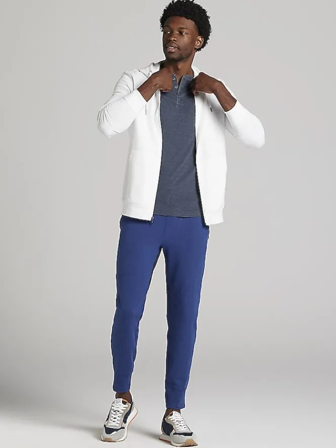 Sweaters|Pullovers & Layers-Joseph Abboud Modern Fit Seersucker Full Zip Hoodie Navy