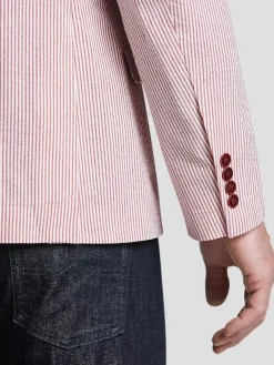 Sport Coats|Sport Coats-Nautica Modern Fit Seersucker Sport Coat Red Seersucker