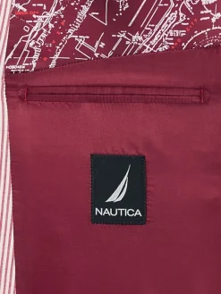 Sport Coats|Sport Coats-Nautica Modern Fit Seersucker Sport Coat Red Seersucker